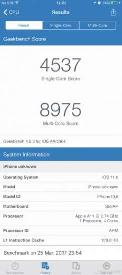 Il presunto iPhone 8 su Geekbench