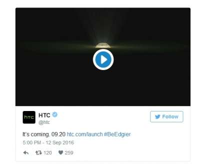 Il teaser HTC su Twitter
