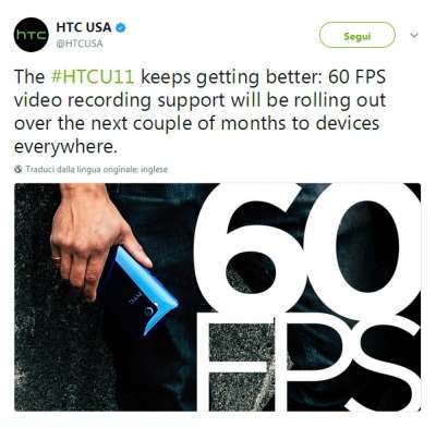 Il tweet di HTC USA