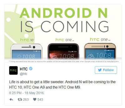 Il tweet di HTC