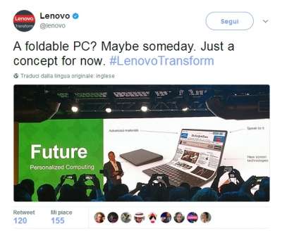 Il tweet di Lenovo