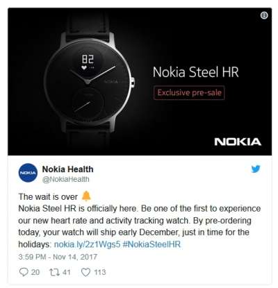 Il tweet di Nokia
