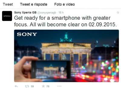 Il tweet pubblicato da Sony Xperia GB