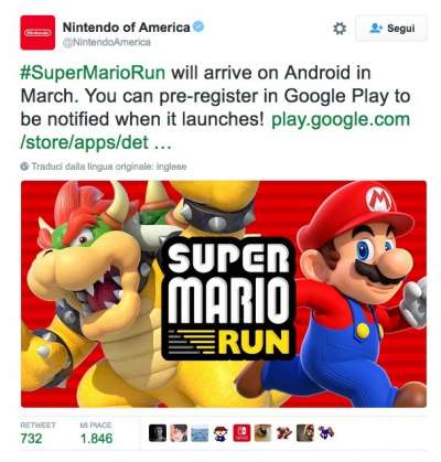 Il tweet di Nintendo America