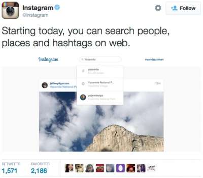 Il tweet che annuncia le novità di Instagram