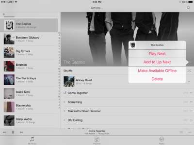 iOS 8.4, app Musica per iPad