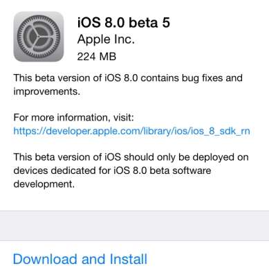 iOS 8 beta 5