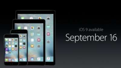 iOS9: rilascio previsto per il 16 settembre