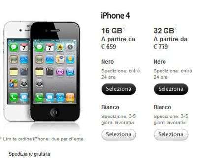 iPhone 4 Bianco sull'Apple Store