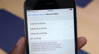 iPhone 6s, spazio occupato da un minuto di registrazione