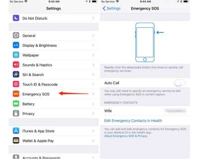 iPhone menù emergenze
