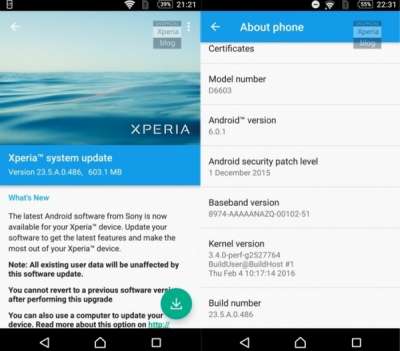 L'ultima build di Android per la serie Xperia