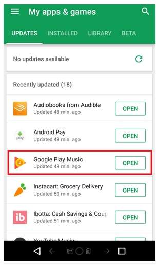 L'update per Google Play Music