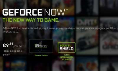 La home page di Nvidia GeForce NOW