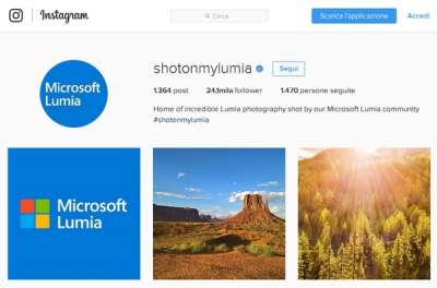La pagina Shot on My Lumia