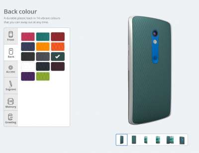 La pagina delle personalizzazioni del Moto X Play