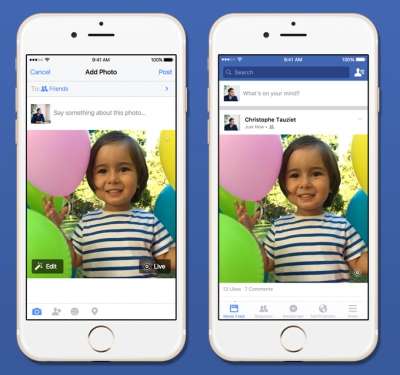 Le Live Photo sull'app Facebook per iOS