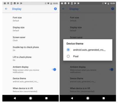 Le opzioni per i temi in Android O