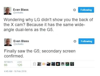 LG G5, i tweet di Evan Blass