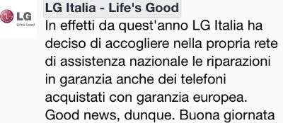 LG garanzia