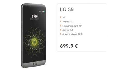 Prezzo Lg G5 su sito ufficiale Wind