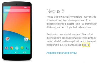 Nexus 5 giallo
