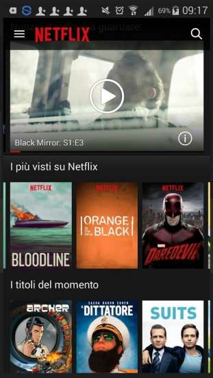 Una schermata dell'app Android