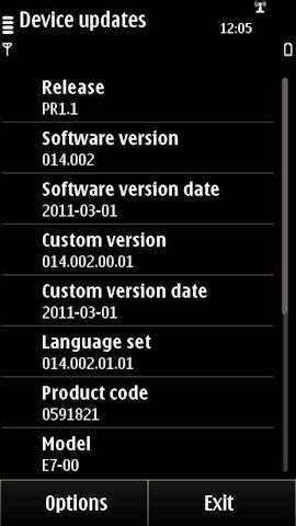 Nokia E7 firmware