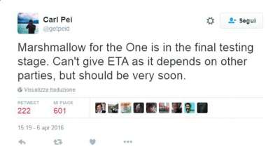 Il tweet di Carl Pei
