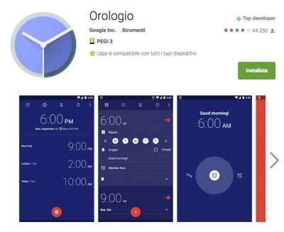 L'app Orologio