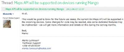 ilmessaggio sul Forum di Nokia