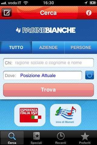 PagineBianche per iPhone 