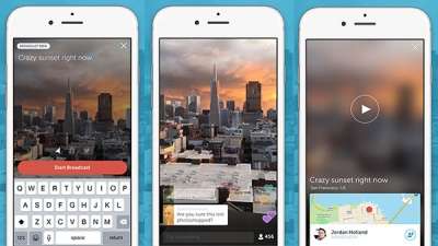 Tre schermate di Periscope