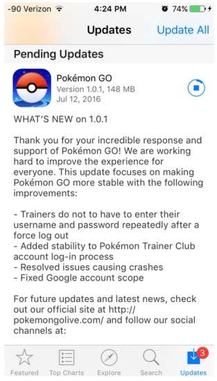 Pokemon Go per iOS si aggiorna