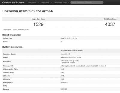 Risultati Snapdragon 620 [Fonte Geekbench]