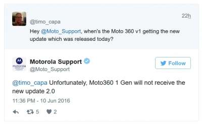 La risposta di @Moto_Support
