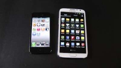 Samsung  Galaxy Note II vs iPhone 5