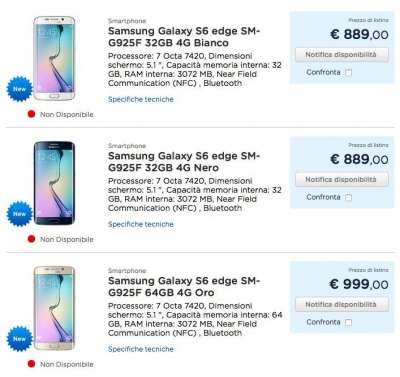 Prezzi Samsung Galaxy S6 Edge