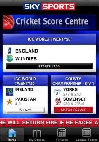Sky Sports Live Cricket Score Centre