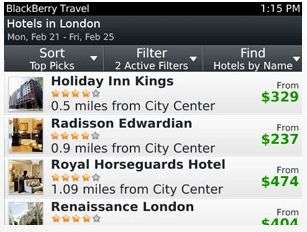 Travel per Blackberry