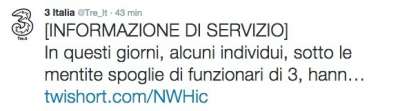 Il tweet di Tre.it