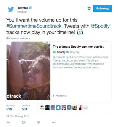 Spotify suona dentro Twitter