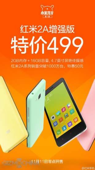 Xiaomi Redmi 2A con 2GB di RAM ora a 72 euro