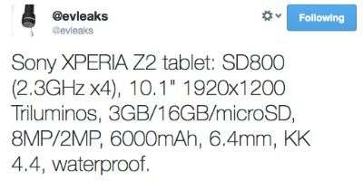 Sony Xperia Tab Z2